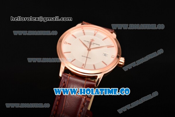 Vacheron Constantin Patrimony Swiss ETA 2824 Automatic Rose Gold Case with White Dial and Stick Markers - Click Image to Close